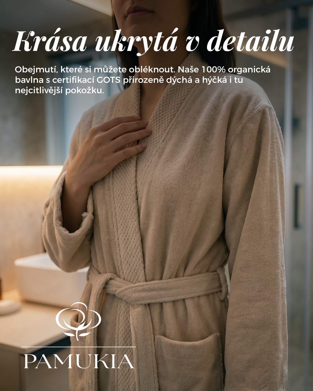 Froté župan z GOTS bio bavlny – unisex | Kolekce Essence | Pamukia